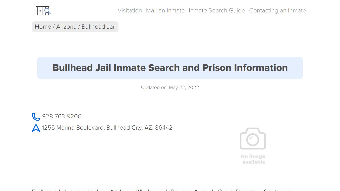 Bullhead Jail Inmate Search, Visitation, Phone no ...
